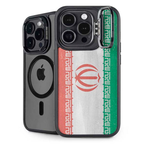 Iran Flag Distressed iPhone 15 Pro Max Kickstand Case